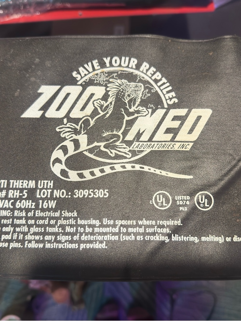 Black zoo-med Reptile Heating Pad
